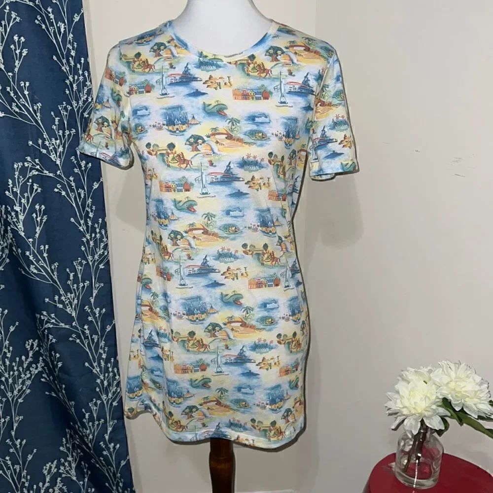 Disney Parks Disneyland Disney World Throwback Lands T-Shirt Dress Girls sz L